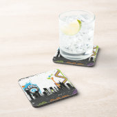 Illustratie van een grijs cityscape drankjes onderzetter (Rechterzijde)