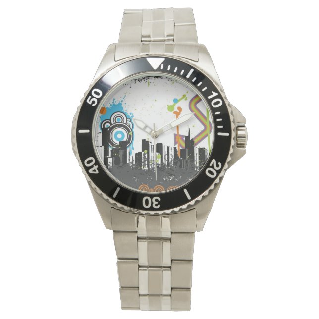 Illustratie van een grijs cityscape horloge (Voorkant)
