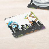 Illustratie van een grijs cityscape kartonnen onderzetters (Schuin)