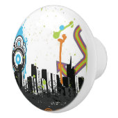 Illustratie van een grijs cityscape keramische knop (Rechts)