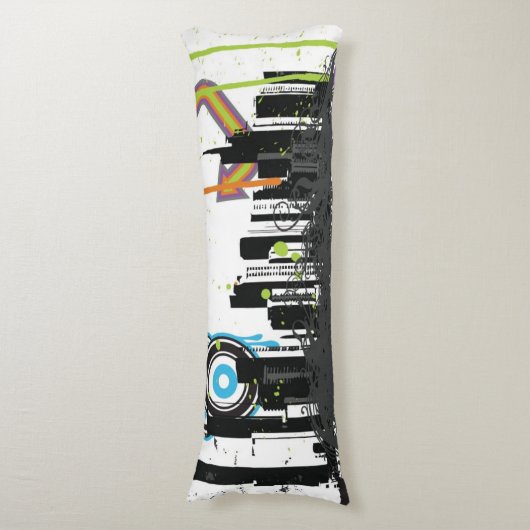 Illustratie van een grijs cityscape lichaamskussen (Voorkant Verticaal)