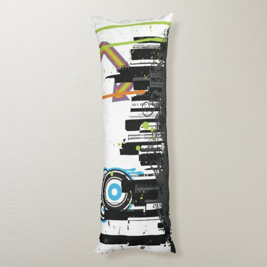 Illustratie van een grijs cityscape lichaamskussen (Achterkant (Verticaal))