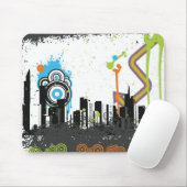 Illustratie van een grijs cityscape muismat (Met muis)