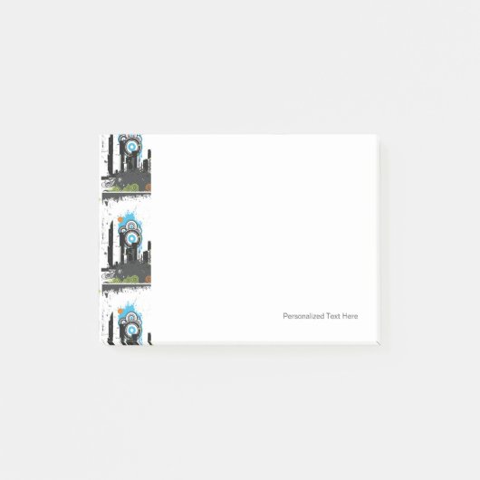 Illustratie van een grijs cityscape post-it® notes (Voorkant)