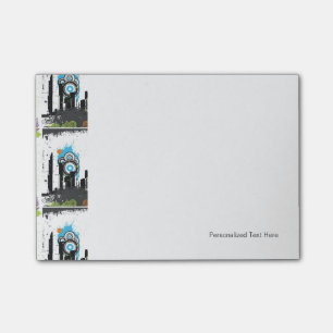 Illustratie van een grijs cityscape post-it® notes