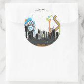 Illustratie van een grijs cityscape ronde sticker (Tas)