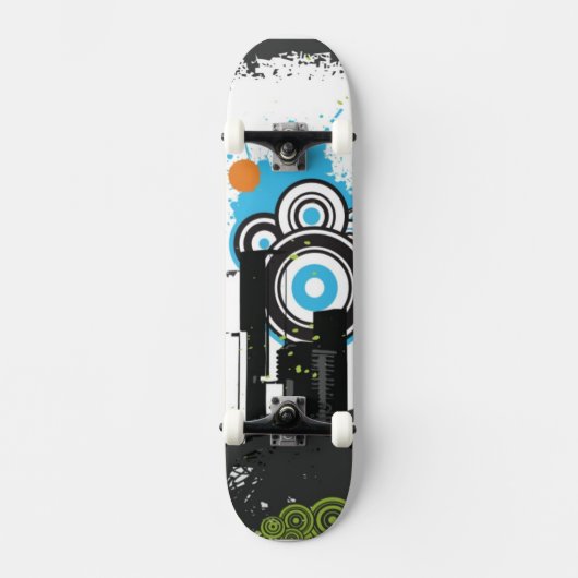 Illustratie van een grijs cityscape skateboard (Voorkant)