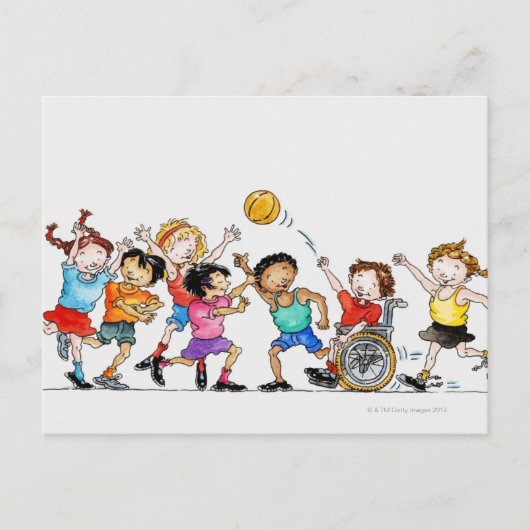 Illustratie van een groep kinderen, met inbegrip v briefkaart (Voorkant)