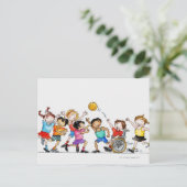 Illustratie van een groep kinderen, met inbegrip v briefkaart (Staand voorkant)