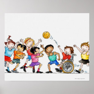 Illustratie van een groep kinderen, met inbegrip v poster