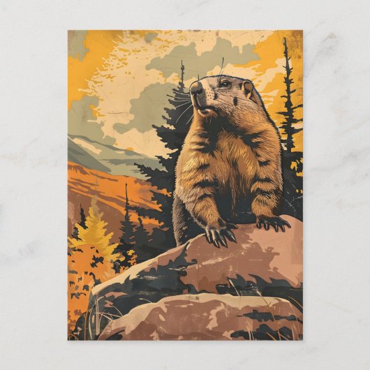  illustratie van een Groundhog Briefkaart (Voorkant)
