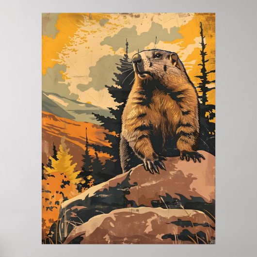  illustratie van een Groundhog Poster (Voorkant)