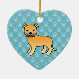 Illustratie van een herten Staffordshire Bull Terr Keramisch Ornament