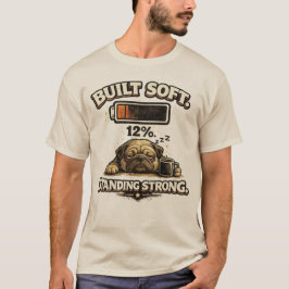 Illustratie van een hond met een lage batterij t-shirt