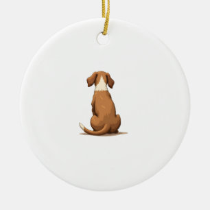Illustratie van een hond van achteren in vintage s keramisch ornament