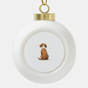 Illustratie van een hond van achteren in vintage s keramische bal ornament