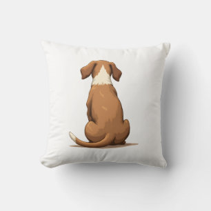 Illustratie van een hond van achteren in vintage s kussen