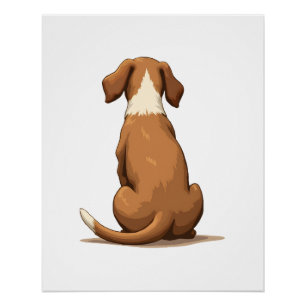 Illustratie van een hond van achteren in vintage s perfect poster