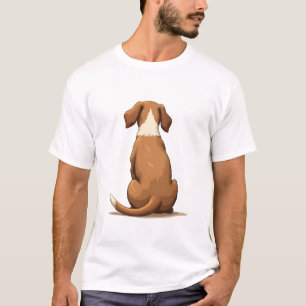 Illustratie van een hond van achteren in vintage s t-shirt
