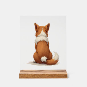 Illustratie van een hond van achteren op witte ach acryl bord