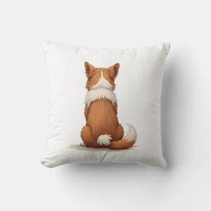 Illustratie van een hond van achteren op witte ach kussen