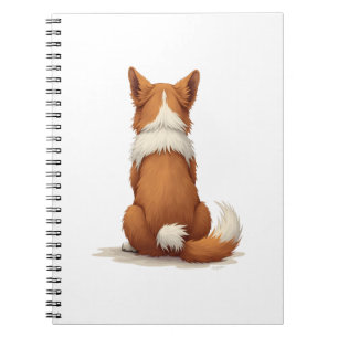 Illustratie van een hond van achteren op witte ach notitieboek