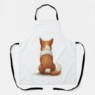Illustratie van een hond van achteren op witte ach schort