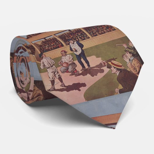 illustratie van een honkbalspel (1909) stropdas (Opgerold)