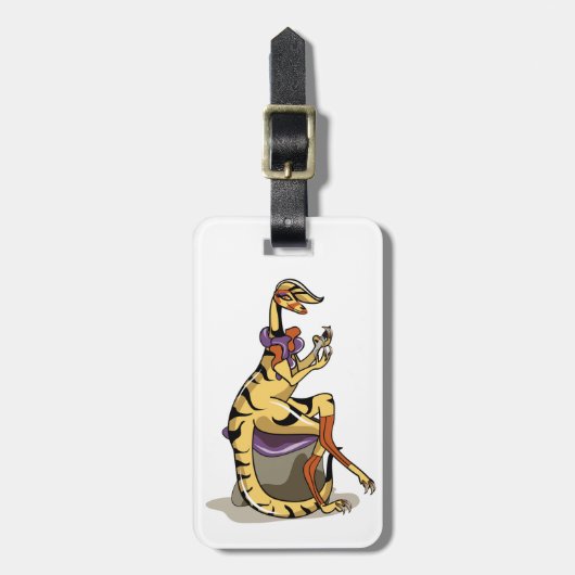 Illustratie van een Iguanodon die haar nagels poli Bagagelabel (Voorkant verticaal)