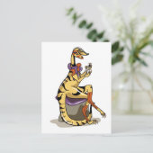 Illustratie van een Iguanodon die haar nagels poli Briefkaart (Staand voorkant)