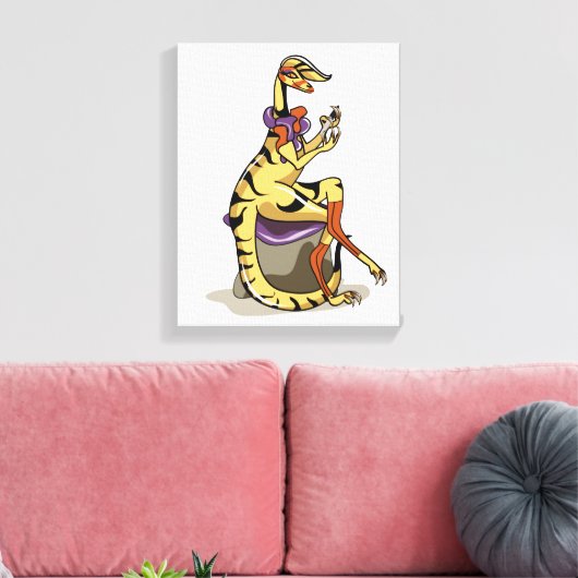 Illustratie van een Iguanodon die haar nagels poli Canvas Afdruk (Insitu (Woonkamer))