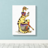 Illustratie van een Iguanodon die haar nagels poli Canvas Afdruk (Insitu (Houten vloer))