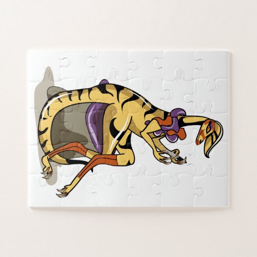 Illustratie van een Iguanodon die haar nagels poli Legpuzzel (Horizontaal)