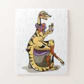 Illustratie van een Iguanodon die haar nagels poli Legpuzzel (Verticaal)