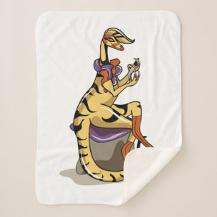 Illustratie van een Iguanodon die haar nagels poli Sherpa Deken