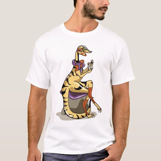 Illustratie van een Iguanodon die haar nagels poli T-shirt (Voorkant)