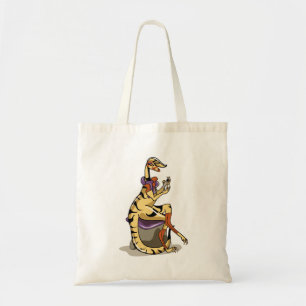 Illustratie van een Iguanodon die haar nagels poli Tote Bag