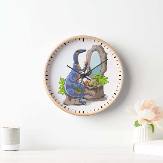 Illustratie van een Iguanodon die make-up aantrekt (Huis)