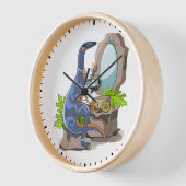 Illustratie van een Iguanodon die make-up aantrekt (Hoek)