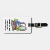 Illustratie van een Iguanodon die make-up aantrekt Bagagelabel (Voorkant horizontaal)