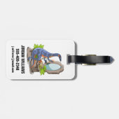 Illustratie van een Iguanodon die make-up aantrekt Bagagelabel (Achterkant horizontaal)