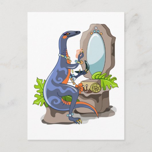 Illustratie van een Iguanodon die make-up aantrekt Briefkaart (Voorkant)