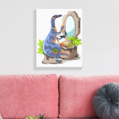 Illustratie van een Iguanodon die make-up aantrekt Canvas Afdruk (Insitu (Woonkamer))