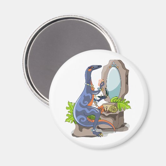 Illustratie van een Iguanodon die make-up aantrekt Magneet (Voorkant / Achterkant)