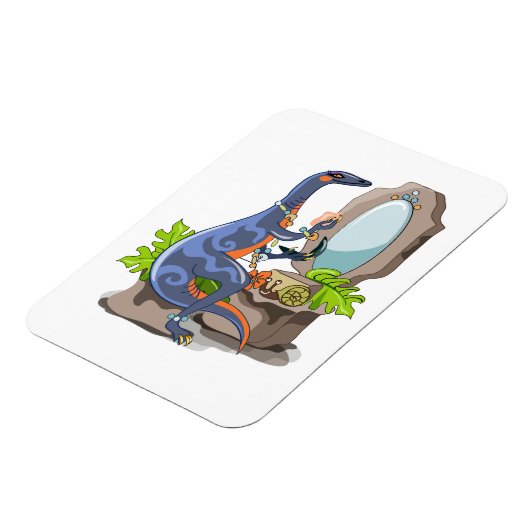 Illustratie van een Iguanodon die make-up aantrekt Magneet (Linkerzijde)