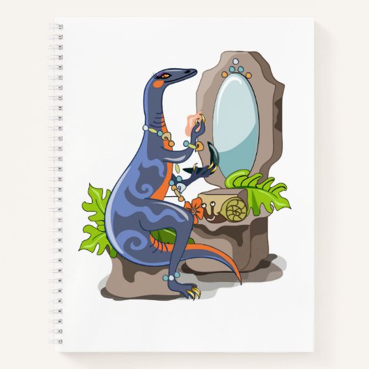 Illustratie van een Iguanodon die make-up aantrekt Notitieboek (Voorkant)