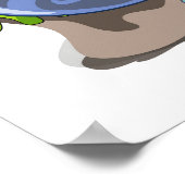 Illustratie van een Iguanodon die make-up aantrekt Poster (Hoek)