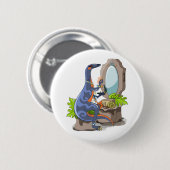 Illustratie van een Iguanodon die make-up aantrekt Ronde Button 5,7 Cm (Voorkant /achterkant)