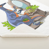 Illustratie van een Iguanodon die make-up aantrekt Sherpa Deken (3/4)