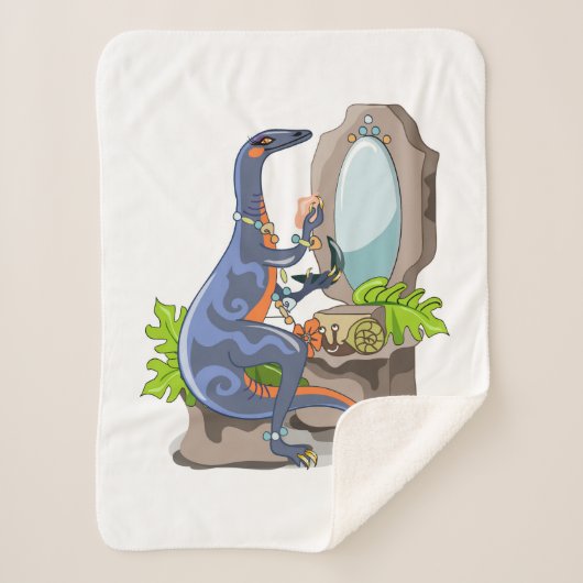 Illustratie van een Iguanodon die make-up aantrekt Sherpa Deken (Voorkant)